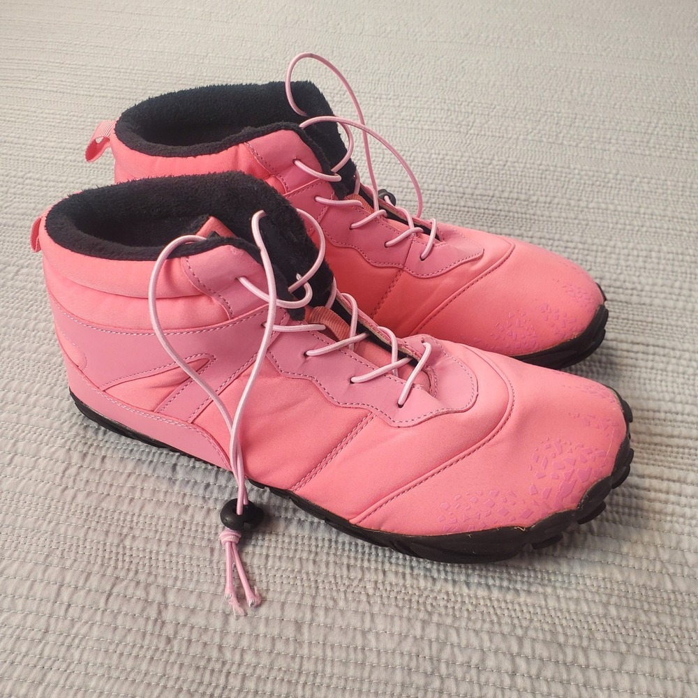 Fashion Barefoot Winter Boots Womens Size 40 Pink Minimalist Fleece Lined Ankle